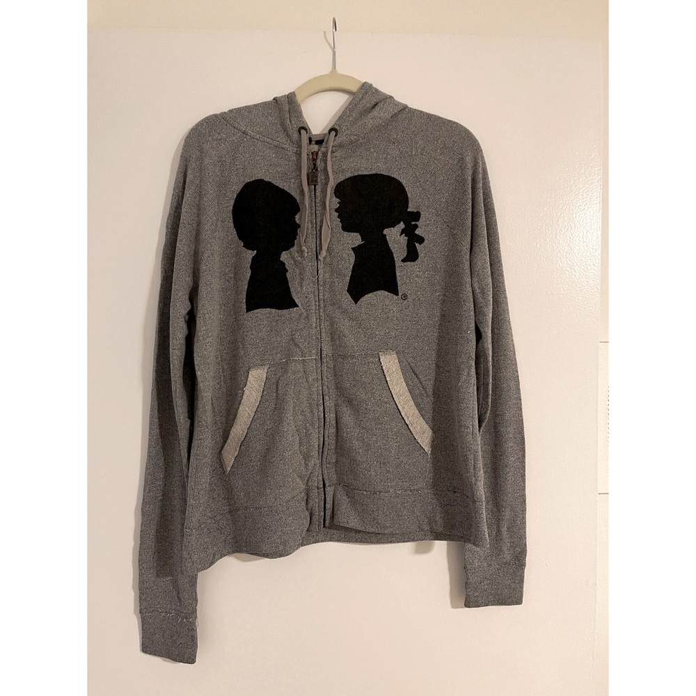 Boy Meets Girl Zip Up Heather Gray Sweatshirt